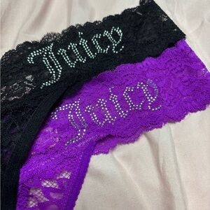 Juicy Couture Black and Purple Lace Panties